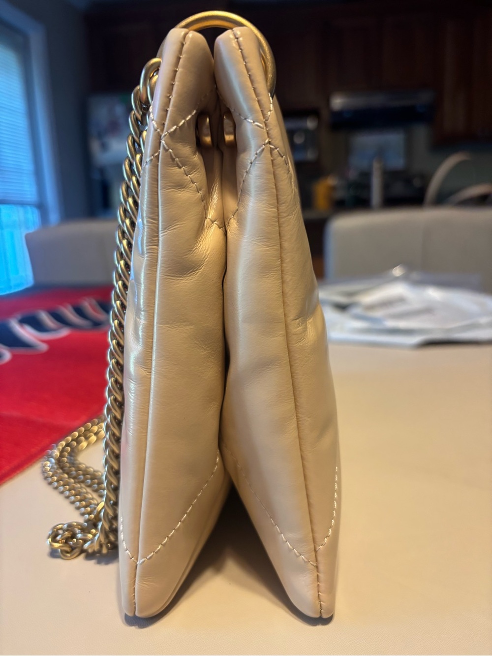 Tory Burch Kira Quilted Cream Shoulder Bag with Gold Chain - Picture 5 of 14